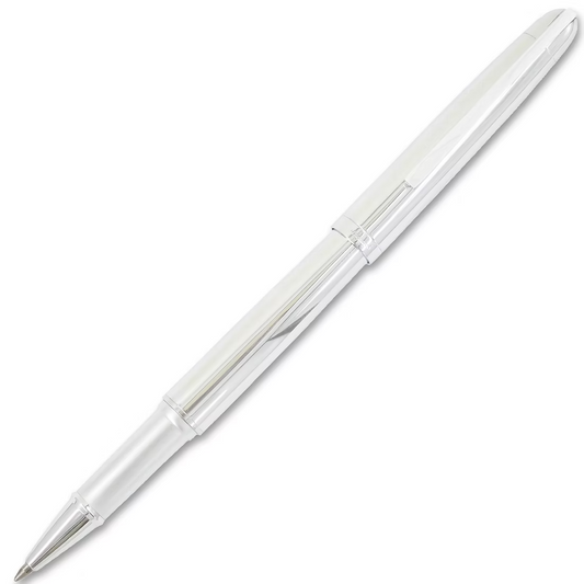 Silver pen on a white background